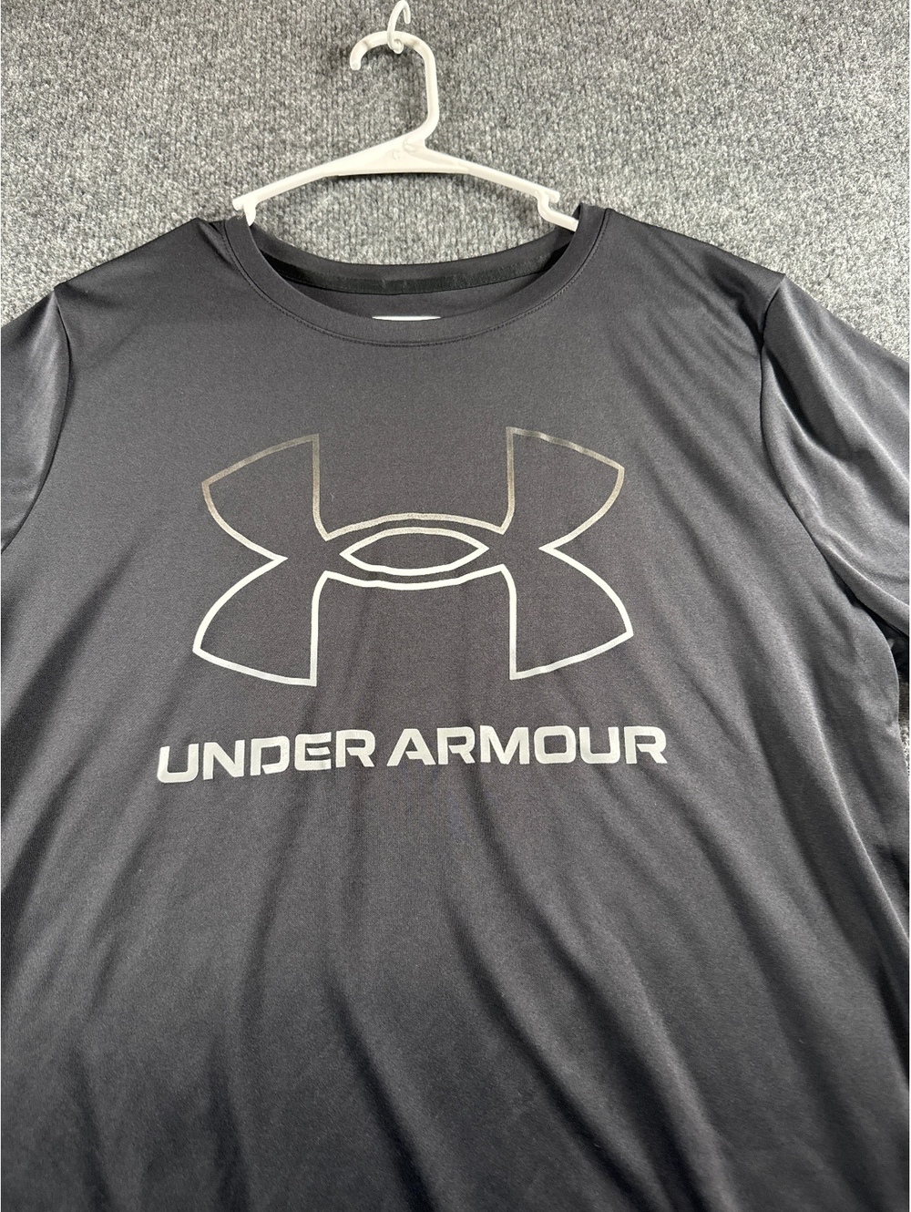 Under Armour HeatGear Black Logo Graphic T-Shirt Mens XL Loose Fit Athletic